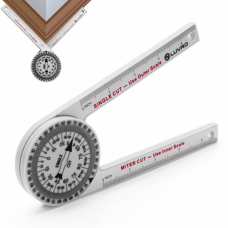 LUVRD Miter Saw Protractor, Professional Miter Angle Finder for Woodworking Replaces the Model #505P-7 Miter Protractor Angle Finder with Measuring Rulers for Carpentry, Crown Molding Tool, Baseboard - Image 1